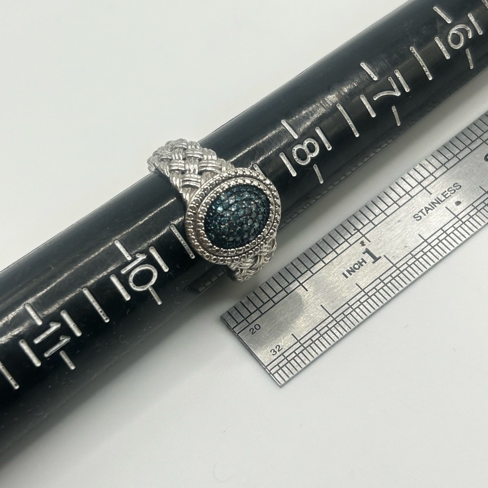 Sterling Silver Braided Pattern Topaz Ring | Size… - image 7